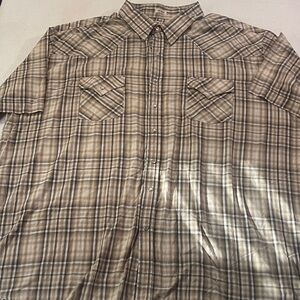 Ely Cattleman Brown Plaid Casual Shirt size 4x